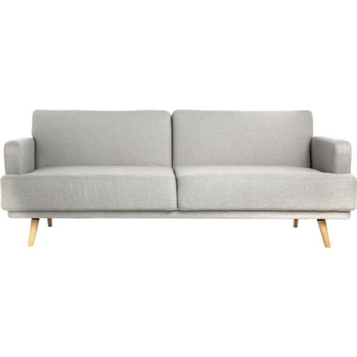 Canapé Convertible 3 Places - PARIS PRIX - Jack - Tissu - Gris - Design contemporain