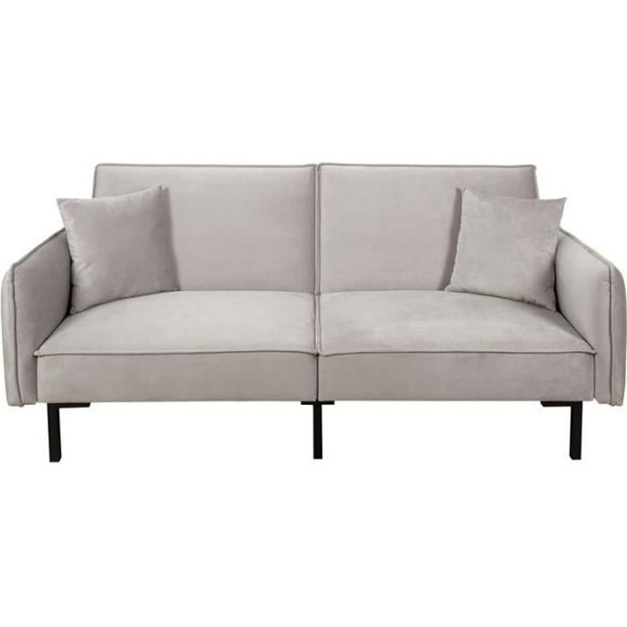 Canapé Design En Velours "convertible" 198cm Taupe - Paris Prix