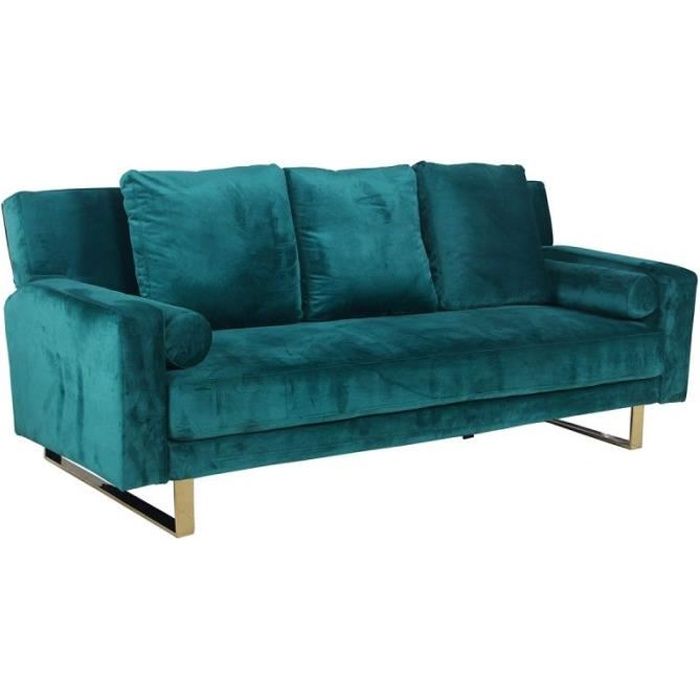 Canapé Convertible Velours "albine" 210cm Vert - Paris Prix
