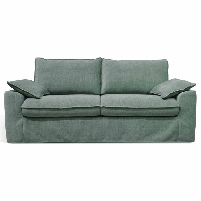 Canapé en tissu texturé 3 places vert gris