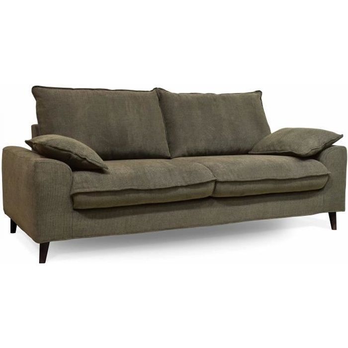 Canapé convertible en tissu chiné 3 places vert kaki