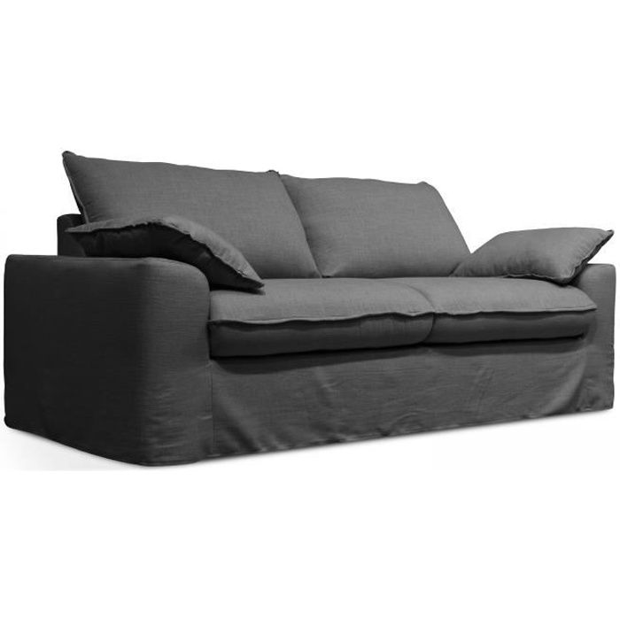Canapé convertible en tissu 3 places gris