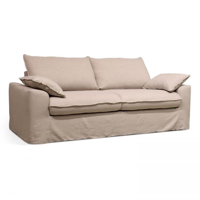 Canapé convertible en tissu 3 places beige