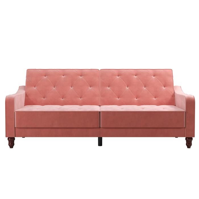Vintage Tufted | Canapé-lit 3 places en velours rose
