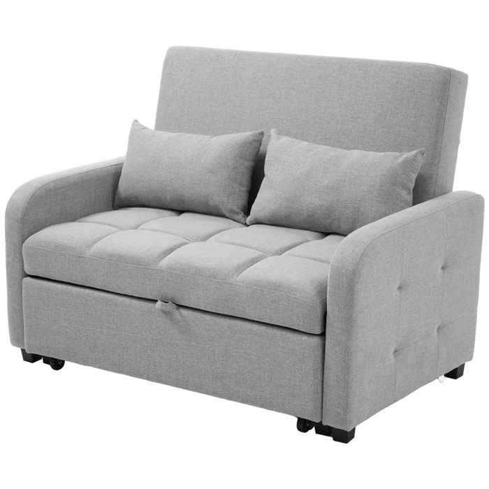 Canapé-lit Multifonctionnel 180x127cm, Canapé-lit Pliable,canapé 2 Places Multifonctionnel Avec Fonction De Couchage, Gris