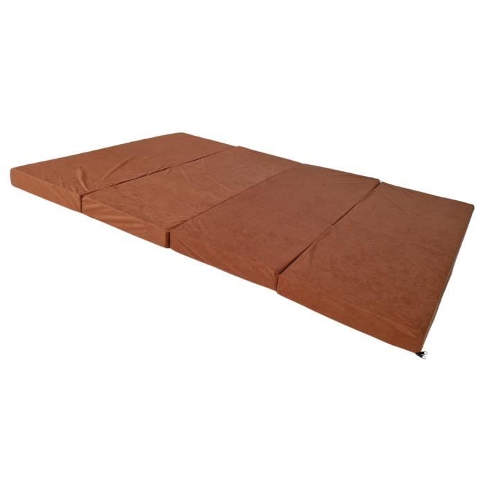 Matelas d'appoint pliant - NATALIA SPZOO - 180 x 120 cm - Housse amovible - Mousse PU - Marron clair
