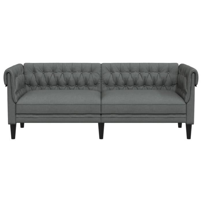 Canapé Chesterfield - MXZZAND - 3 places - Gris foncé - Tissu 100% polyester - Confort moelleux