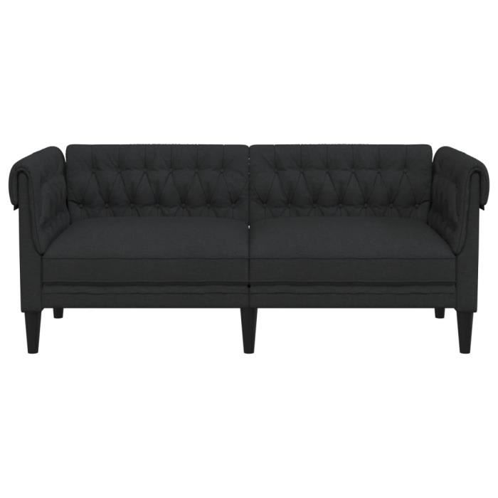 Canapé Chesterfield - MXZZAND - 2 places - Noir - Tissu 100% polyester - Confort moelleux