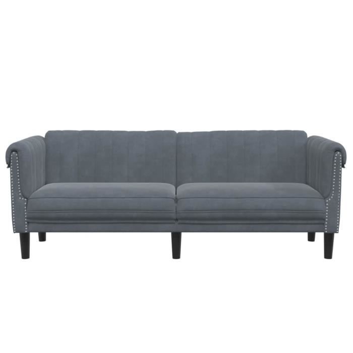 Mxzzand Canapé à 3 places gris foncé velours - OWL116280