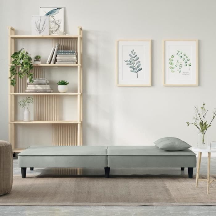 Mothinessto Canapé-lit gris clair Velours LY-2082