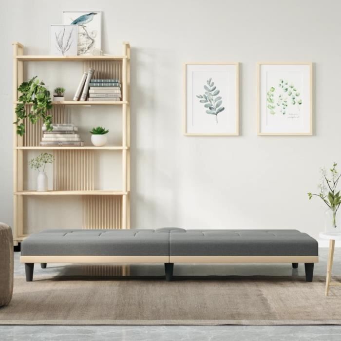Mothinessto Canapé-lit avec porte-gobelets gris foncé tissu LY-3314