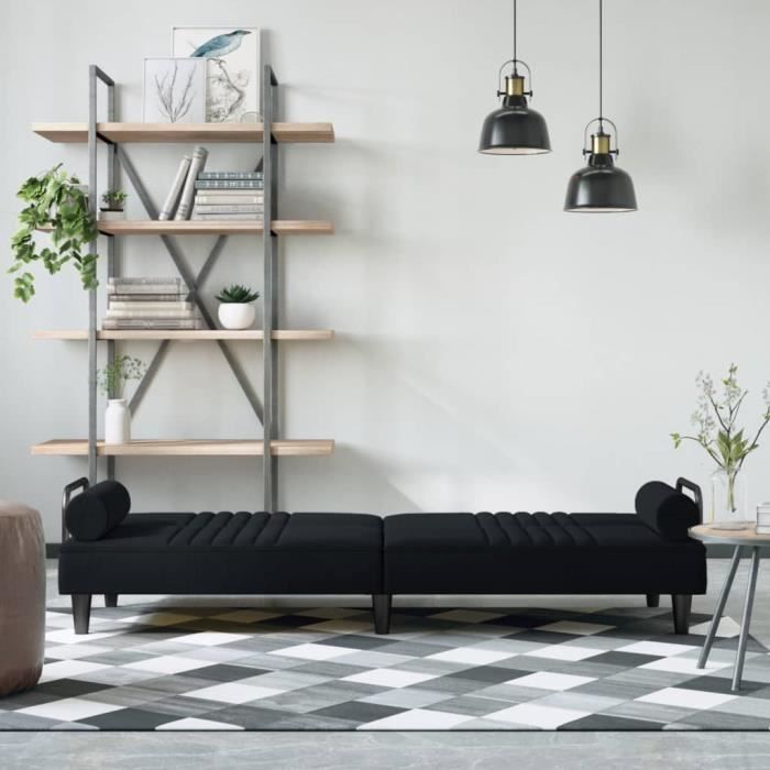 Mothinessto Canapé-lit avec accoudoirs noir velours LY-2957