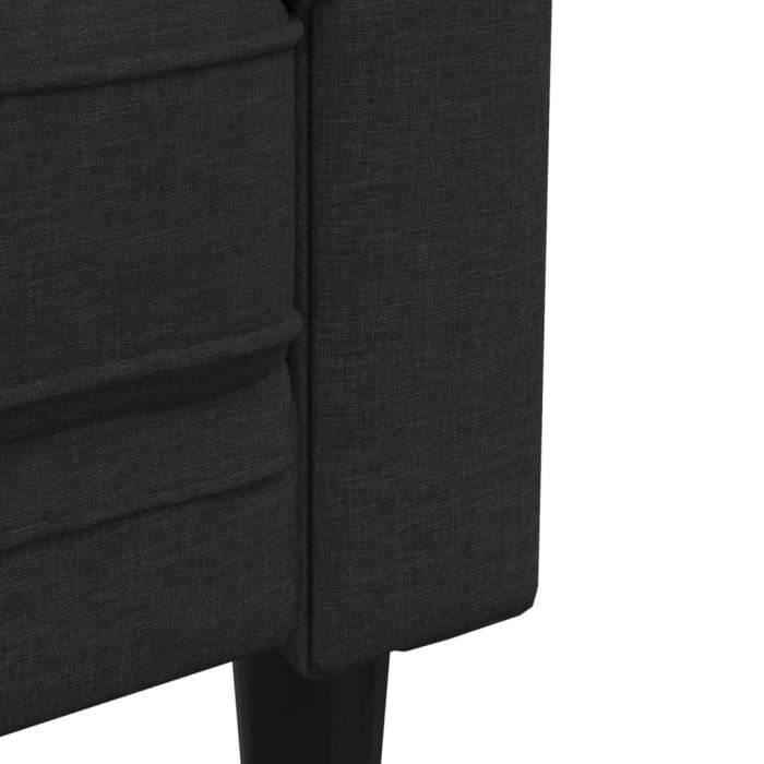 Canapé Chesterfield - MOTHINESSTO - 3 places - Tissu noir - Confort moelleux - Style classique