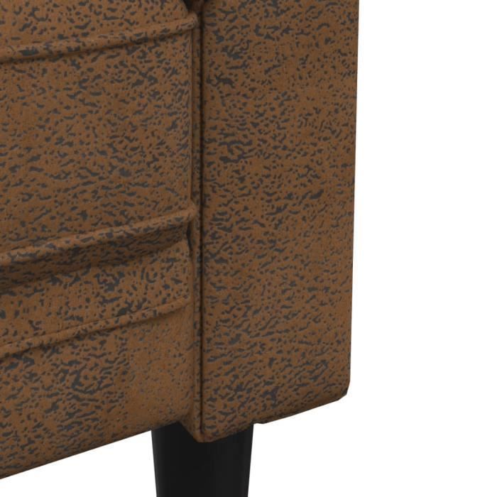 Canapé Chesterfield - MOTHINESSTO - 3 places - Marron - Tissu 100% polyester - Confort moelleux