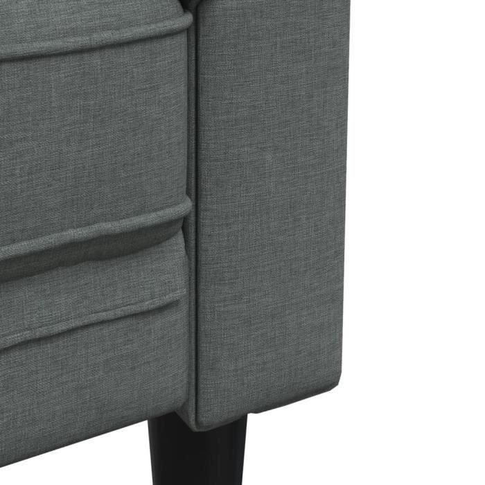Canapé Chesterfield - MOTHINESSTO - 3 places - Gris foncé - Tissu 100% polyester - Confort moelleux