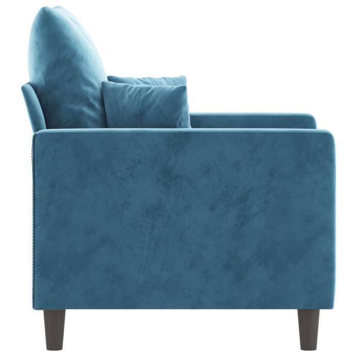Fauteuil - MOTHINESSTO - 13690X - Velours Bleu - 1 Place - Design Contemporain