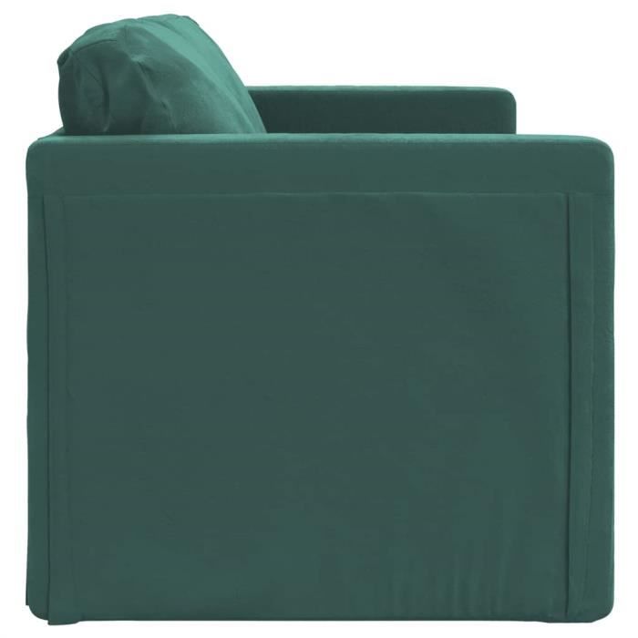 Canapé-lit 2 en 1 vert foncé 122x204x55 cm velours Mothinessto YY5931