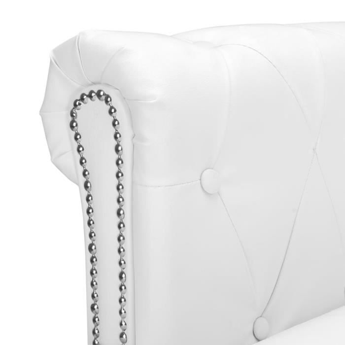 Canapé Chesterfield en forme de L Cuir synthétique Blanc  Mothinessto LY20644