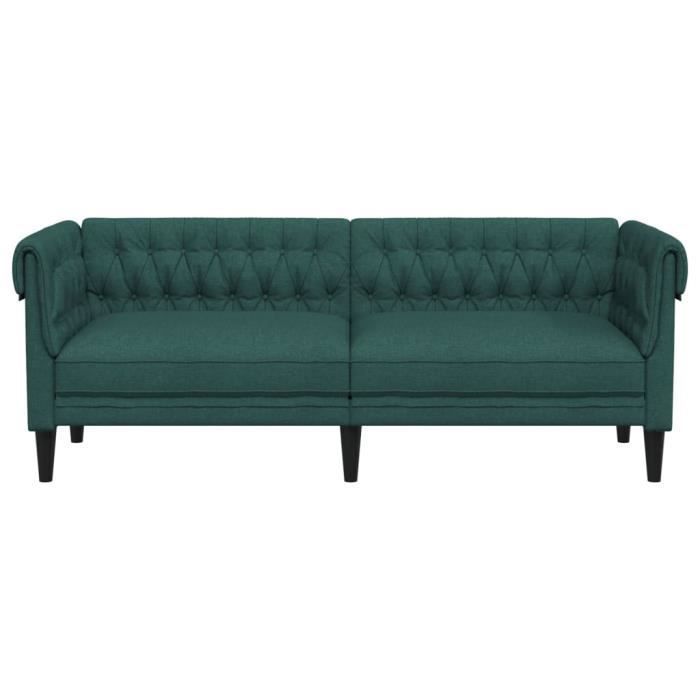 Canapé Chesterfield - MOTHINESSTO - 3 places - Vert foncé - Tissu - Style classique