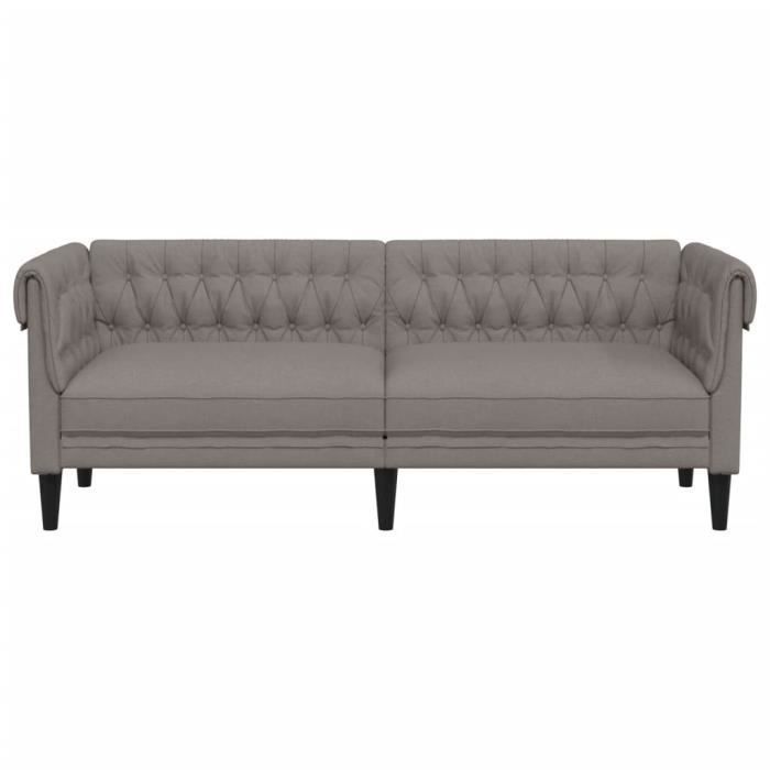 Canapé Chesterfield 3 places - MOTHINESSTO - Taupe - Tissu 100% polyester - Style classique - Confort moelleux