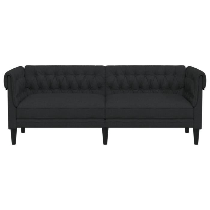 Canapé Chesterfield - MOTHINESSTO - 3 places - Tissu noir - Style classique - Confort moelleux