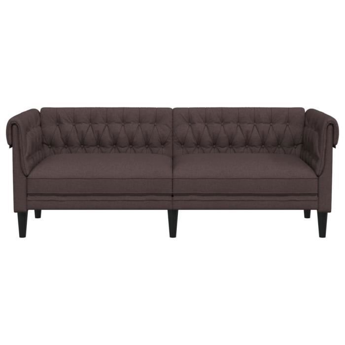 Canapé Chesterfield - MOTHINESSTO - 3 places - Marron foncé - Tissu 100% polyester - Style classique