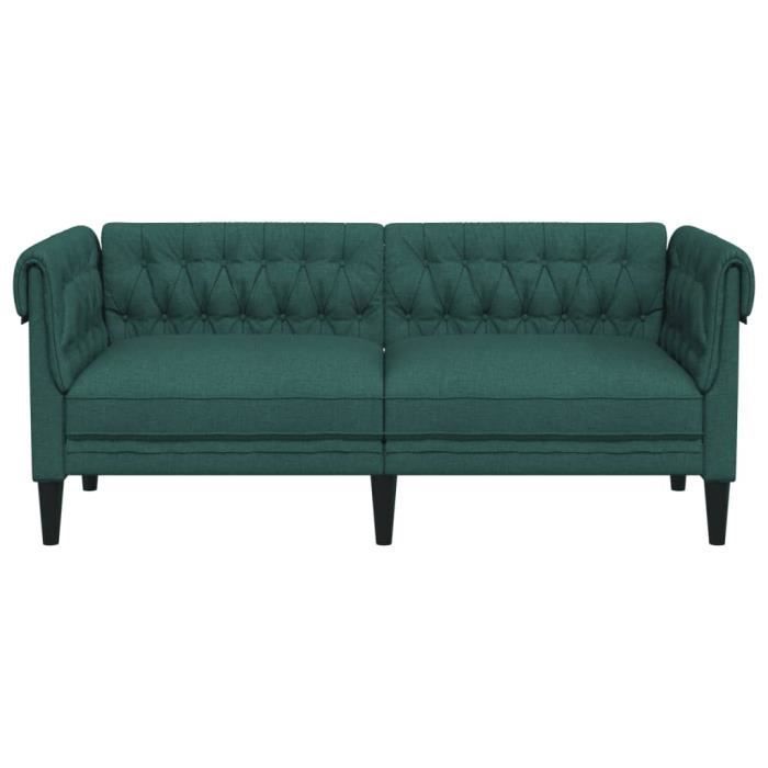 Canapé Chesterfield - MOTHINESSTO - 2 places - Vert foncé - Tissu 100% polyester - Style classique