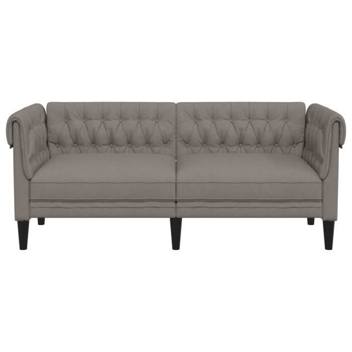 Canapé Chesterfield - MOTHINESSTO - 2 places - Tissu taupe - Style classique - Confort moelleux