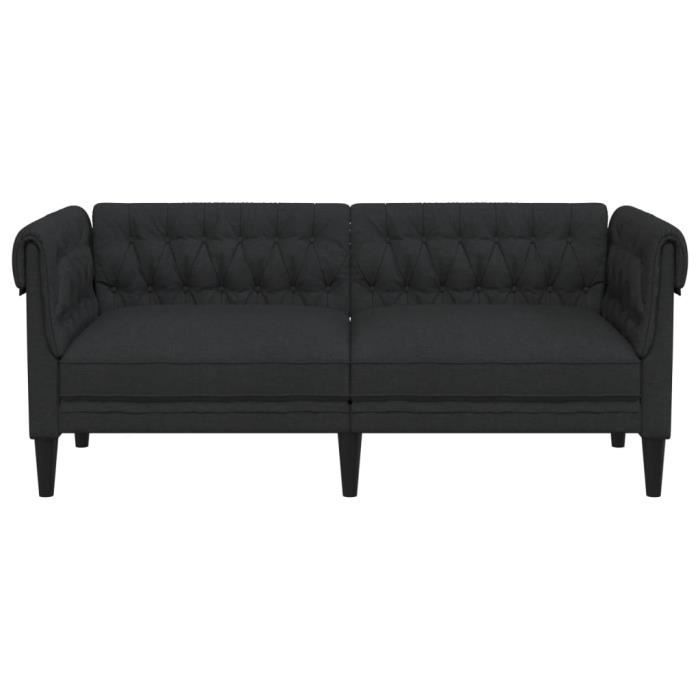 Canapé Chesterfield - MOTHINESSTO - 2 places - Tissu noir - Style classique - Confort moelleux