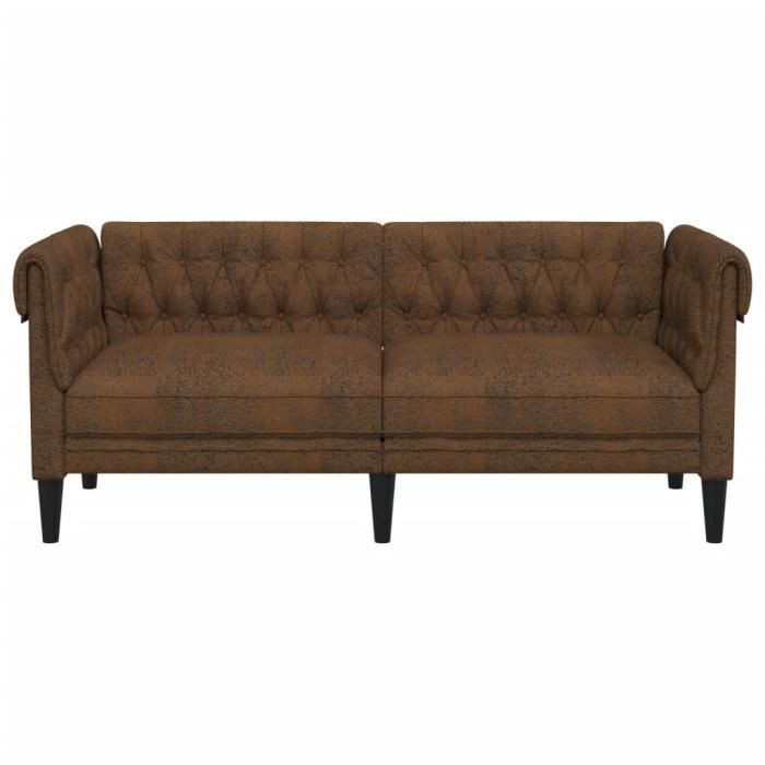Canapé Chesterfield - MOTHINESSTO - 2 places - Tissu marron - Style classique - Confort moelleux