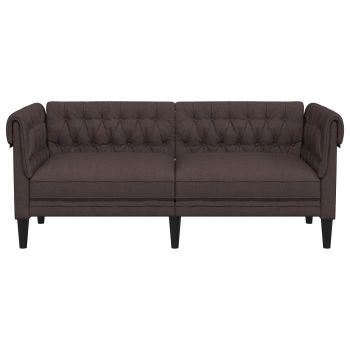 Canapé Chesterfield - MOTHINESSTO - 2 places - Marron foncé - Tissu durable - Style classique