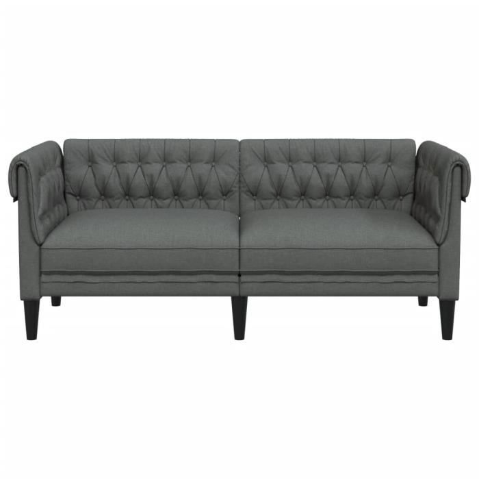 Canapé Chesterfield - MOTHINESSTO - 2 places - Gris foncé - Tissu 100% polyester - Style classique