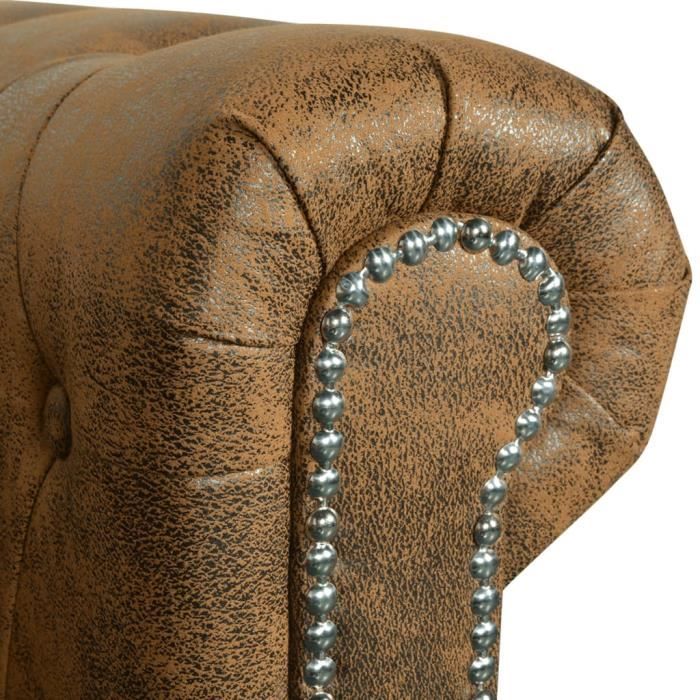 Canapé Chesterfield 2 places Cuir artificiel Marron   Mothinessto LY19354