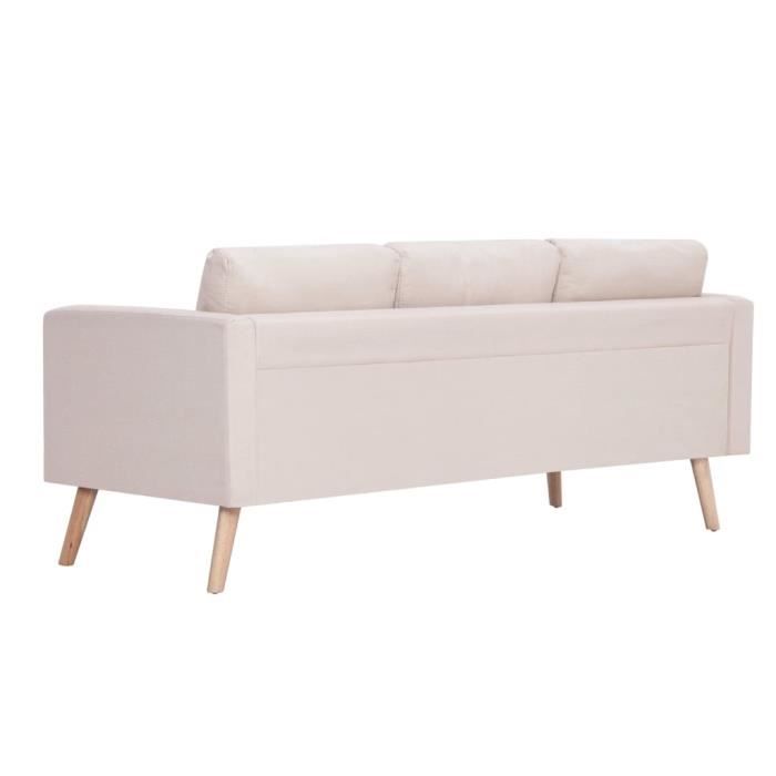 Canapé à 3 places Tissu Crème  Mothinessto LY1768