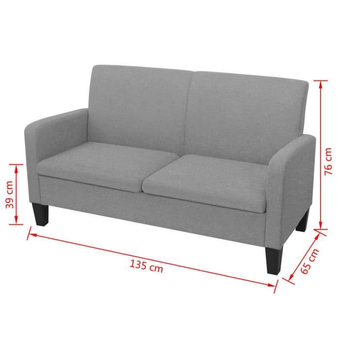 Canapé à 2 places 135 x 65 x 76 cm Gris clair  Mothinessto LY1490