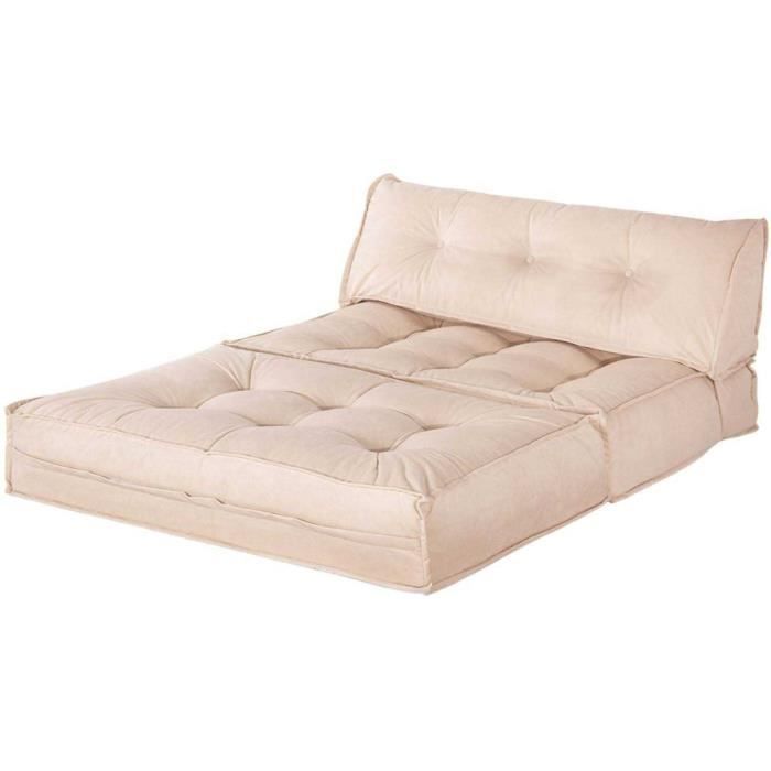 Canapé chauffeuse - MOCCA - 2 places - Velours beige - Dimensions 120x105 cm - Poids 19 kg