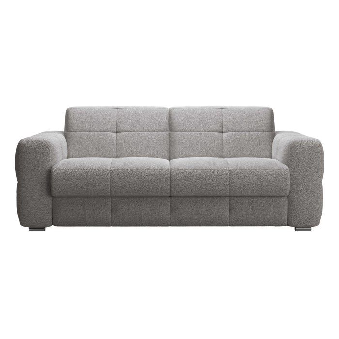 SAMINA - Canapé 3 places convertible rapido en tissu bouclette gris matelas Memory 14 cm