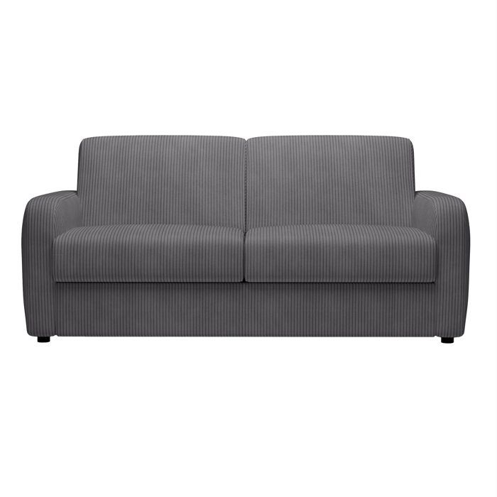 OLIVIER - Canapé 3 places convertible rapido en velours côtelé anthracite matelas Memory 14 cm