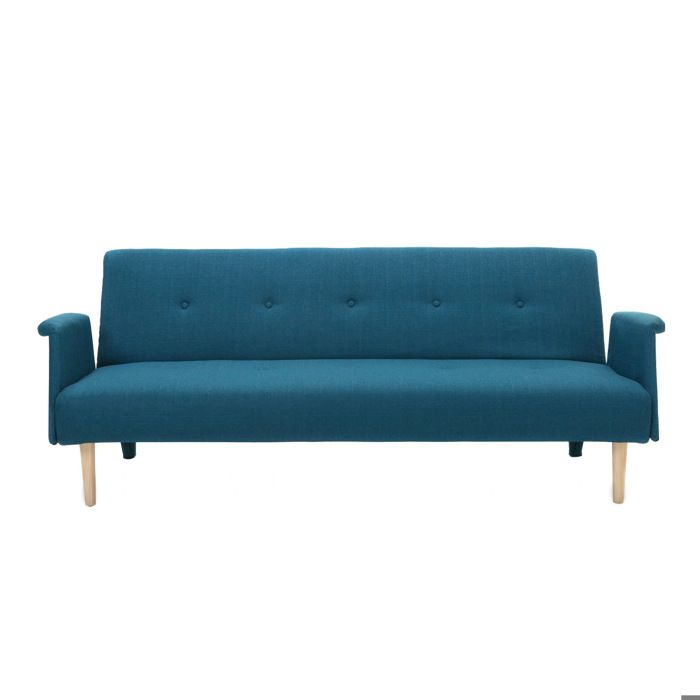 Canapé convertible design bleu canard OSCAR - Miliboo