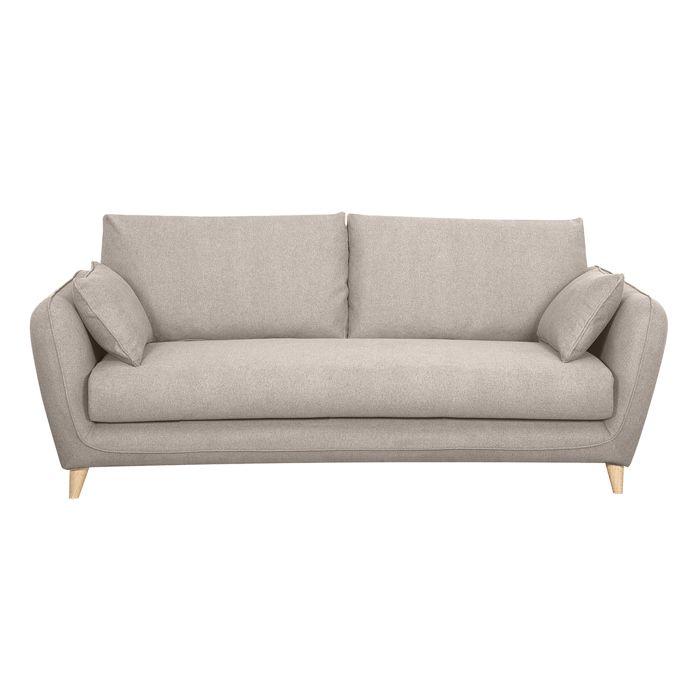 Canapé convertible scandinave 3 places en tissu beige avec matelas 10 cm CREEP