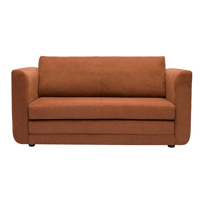 Canapé convertible 2 places en tissu effet velours texturé terre brûlée LEON