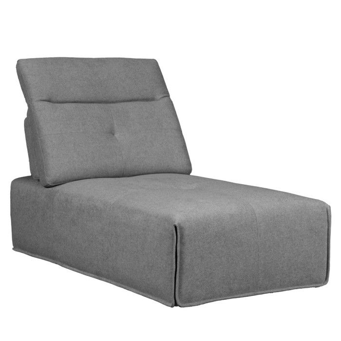 Méridienne en tissu gris avec dossier et appui-tête réglables - LIVING Meubletmoi