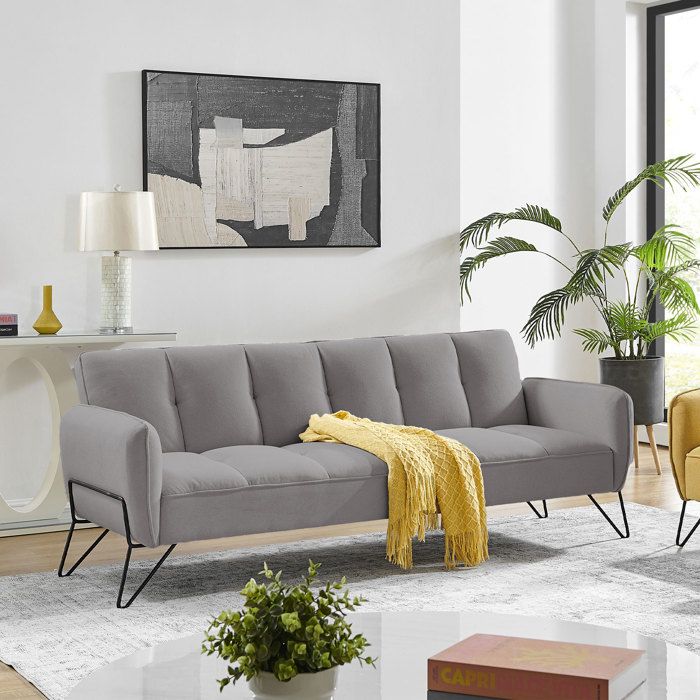 Banquette 3 places clic-clac en microfibre gris - VINTEX