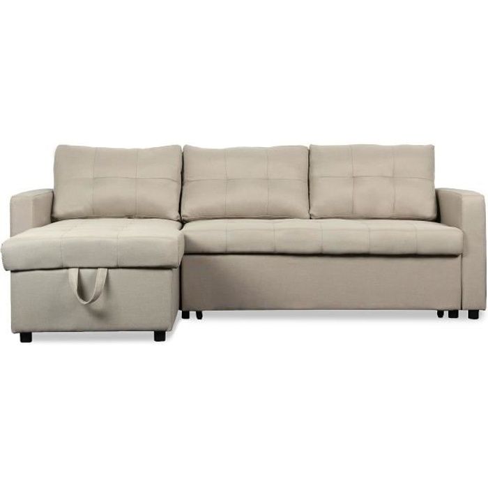 Canapé d'angle convertible Toledo Tissu Beige