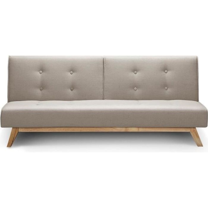Canapé convertible clic-clac scandinave Yazu Beige - MENZZO - 3 personnes - Tissu - Moderne - Quotidien