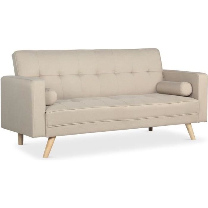 Canapé convertible clic-clac scandinave Slow Tissu Beige