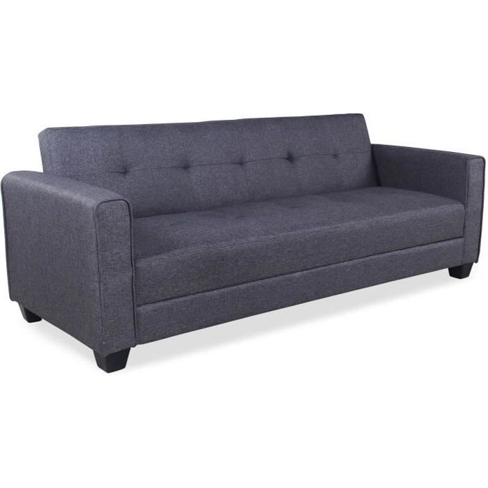 Canapé convertible 3 places Clayton Tissu Gris foncé