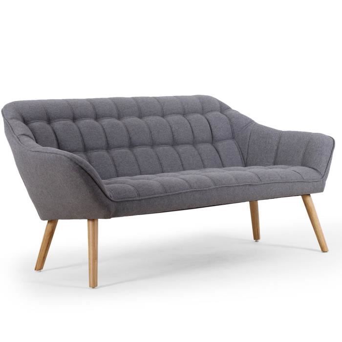 Canapé 3 places Scandinave Zentao Tissu Gris Clair - MENZZO - Fixe - Moelleux - L83 x P190 x H70 cm