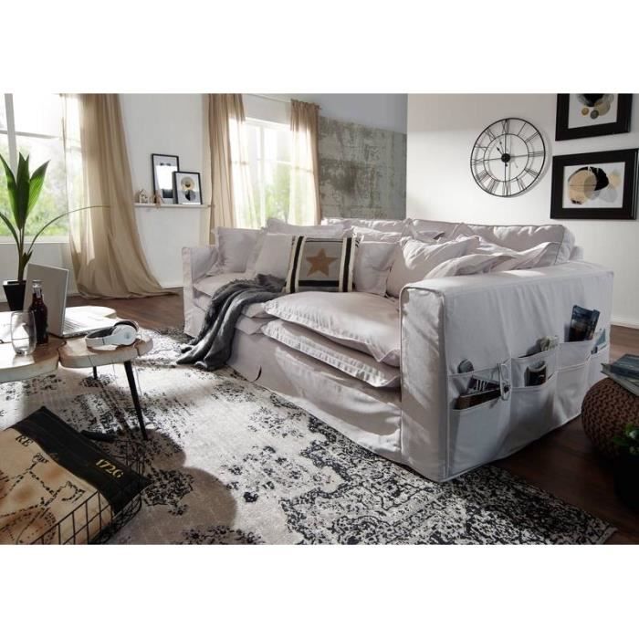 Canapé profondeur XXL 240x144x95cm (Blanc) - NORA