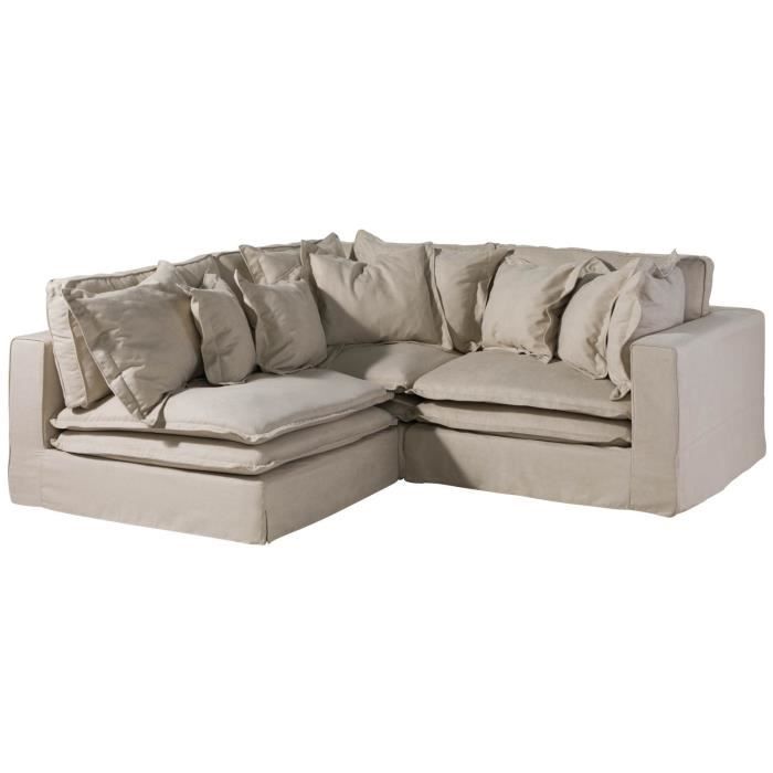Canapé d'angle polyester beige SYLT